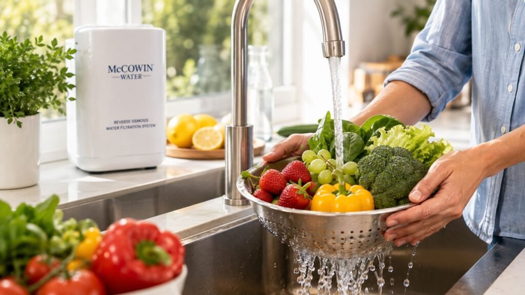 Fresh fruits and vegetables washed using purified RO water