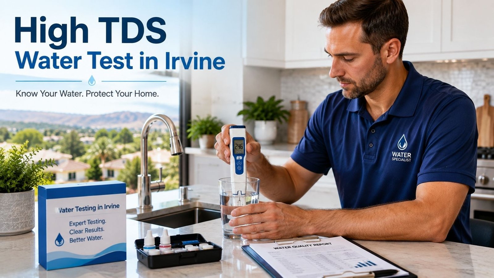 High TDS water test reading in an Irvine home