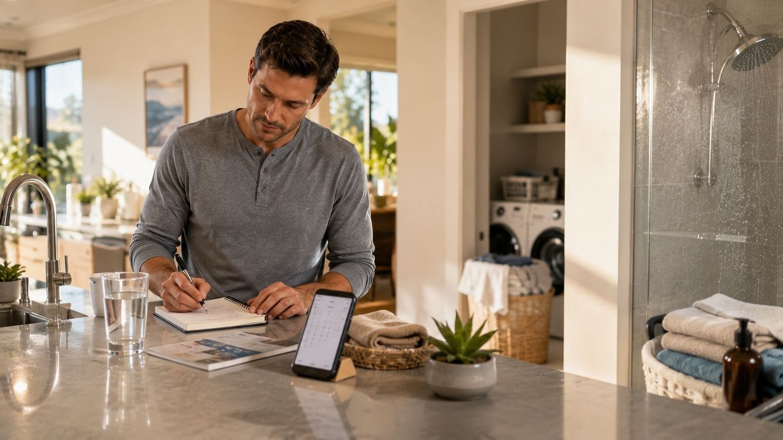 Homeowner preparing for a residential in-home water test