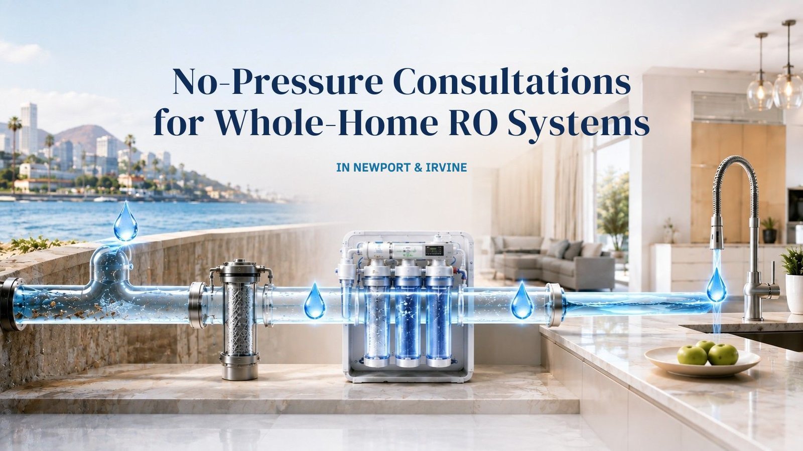 Illustration of Whole-Home RO Filtration improving household water quality