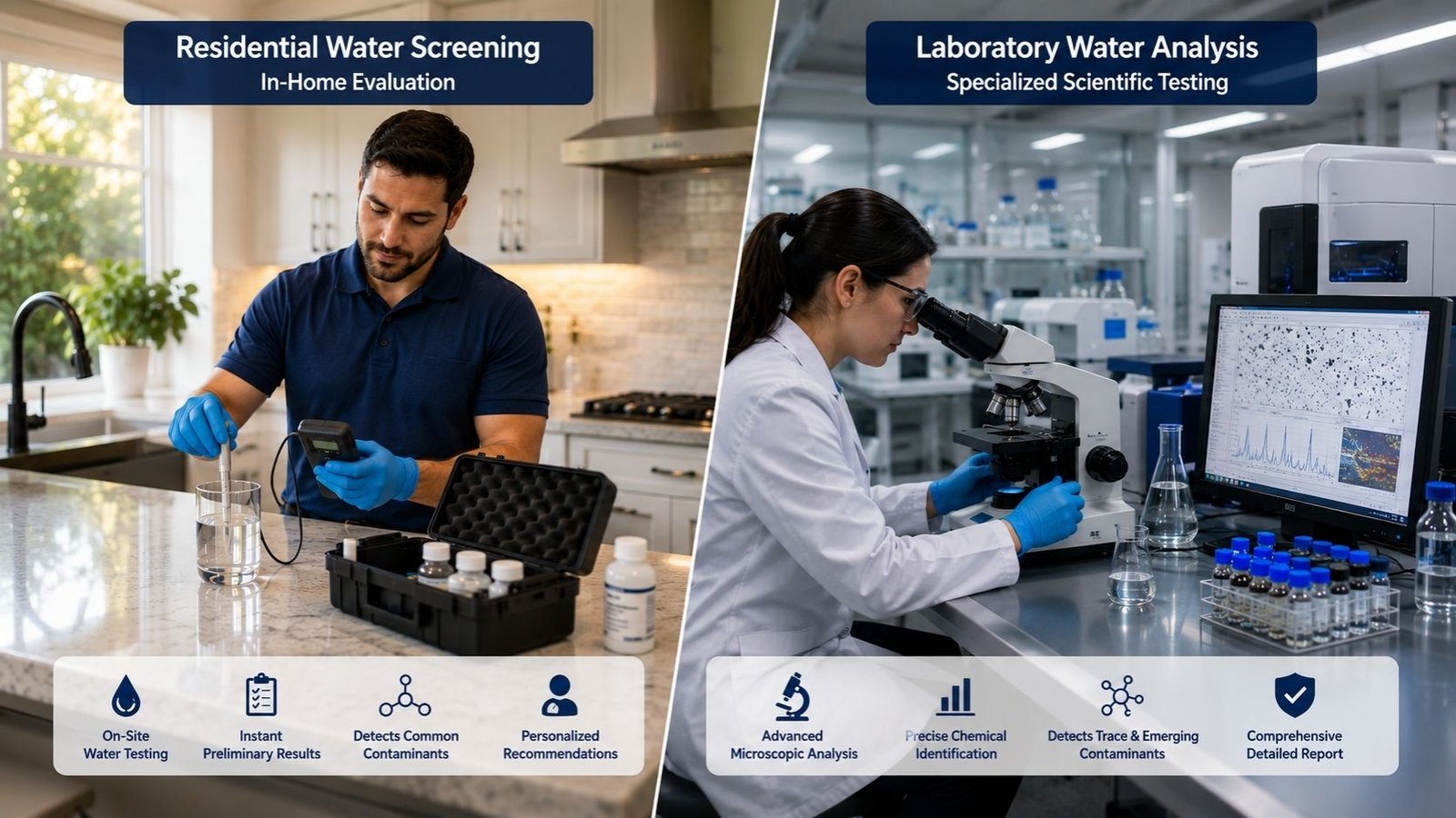 In-home water screening compared with specialized laboratory testing