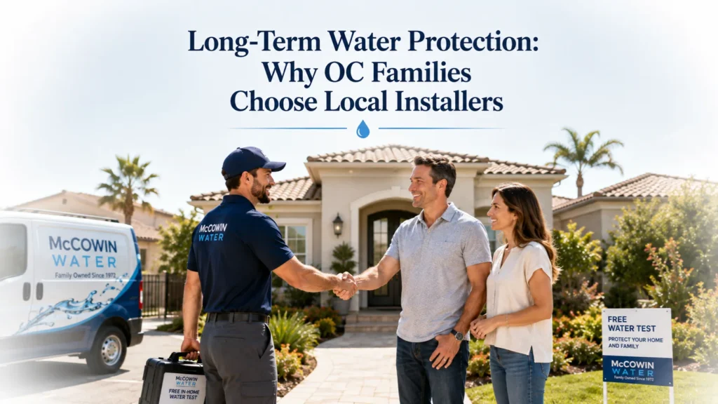 Local installers arriving at an Orange County home to perform a professional in-home water evaluation.
