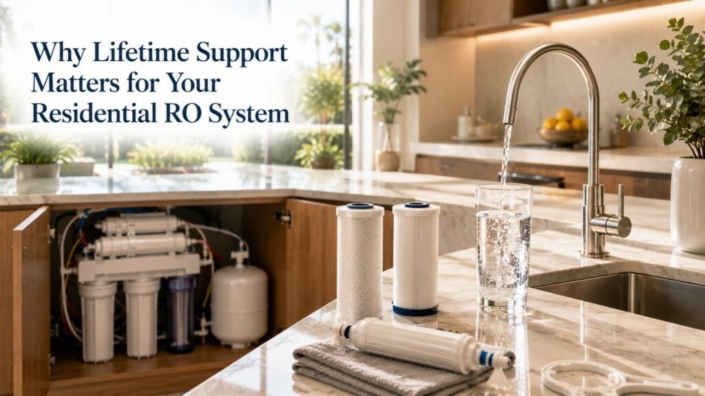 Residential RO system with lifetime support in a modern home