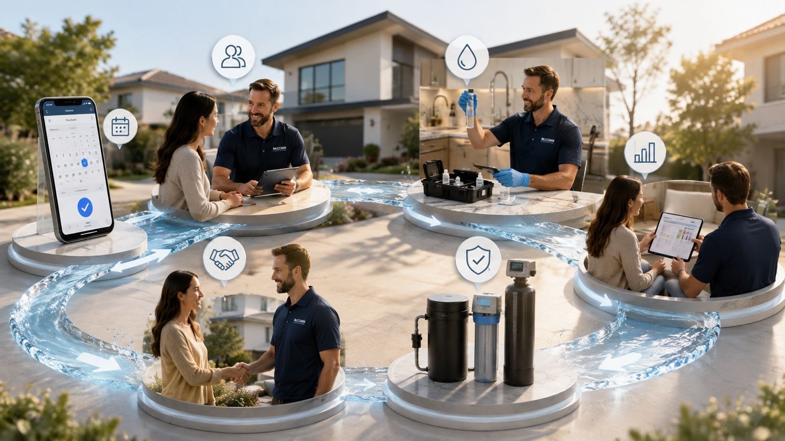 Six-step free in-home water test process in Irvine