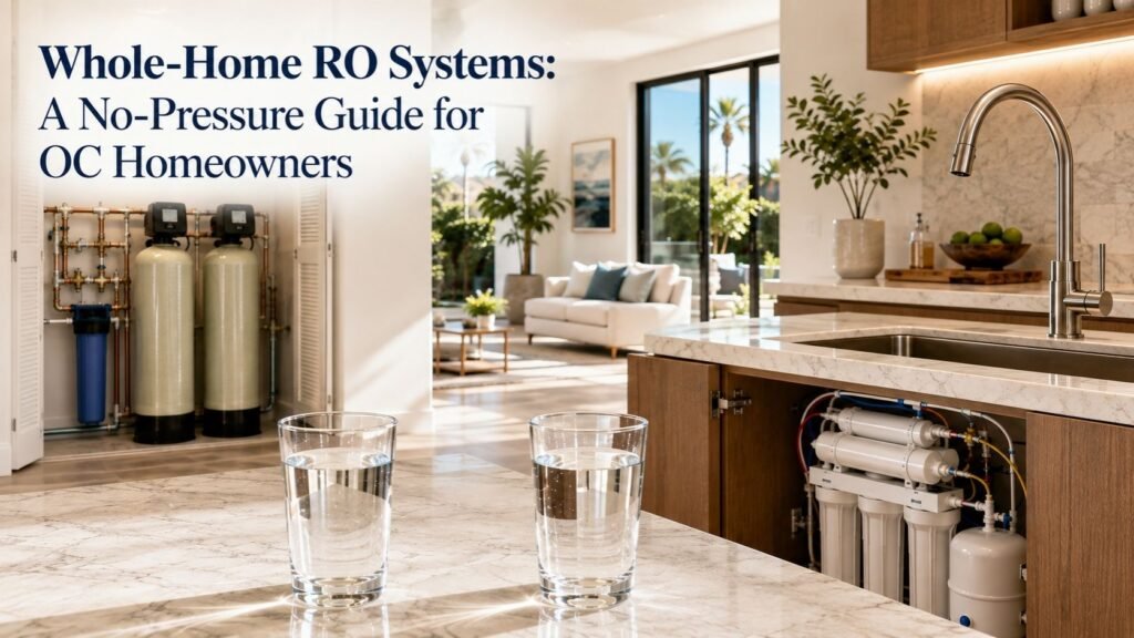 Whole-home RO filtration with no-pressure sales in an OC home