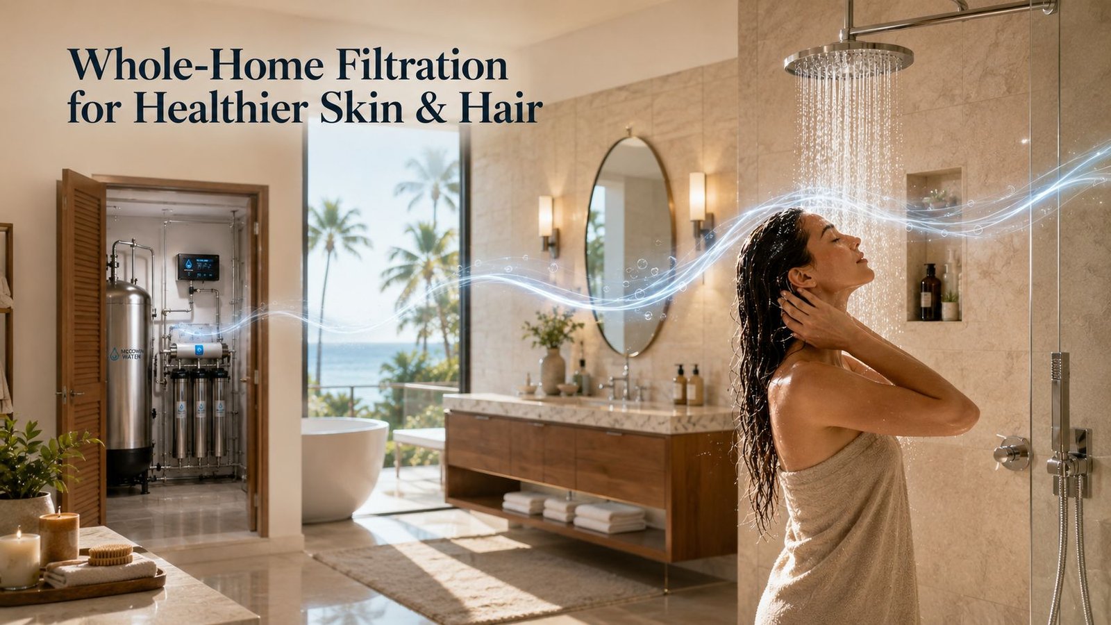 Whole-home filtration for skin and hair in an Irvine home