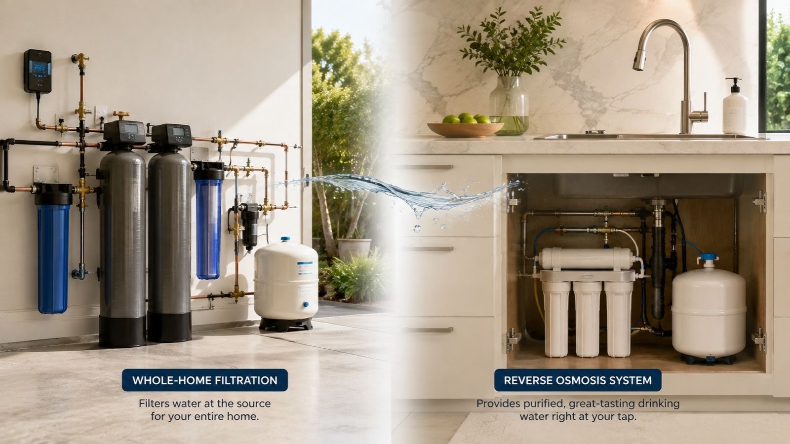 Whole-home filtration vs under-sink reverse osmosis in an Irvine home