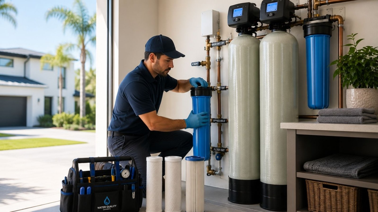 whole-home water filtration maintenance in an Irvine home