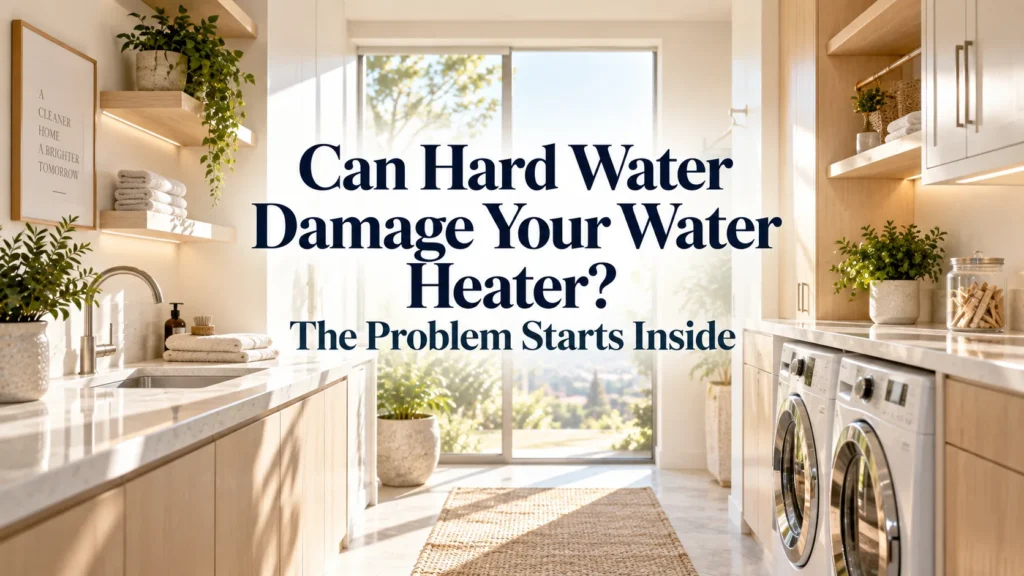 A sun-drenched Irvine home interior setting the context for homeowners learning whether can hard water damage your water heater.