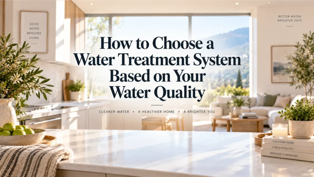 A sunlit modern Irvine kitchen counter setting the stage for homeowners learning how to choose a water treatment system based on water quality.