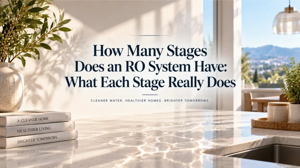 A sun-drenched Irvine kitchen counter and breakfast space setting the context for homeowners asking, "How many stages does an RO system have?"