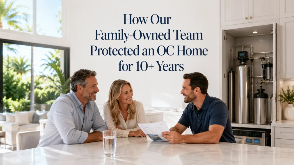 Commercial water treatment systems supported by a family-owned team protecting an Orange County home for over 10 years