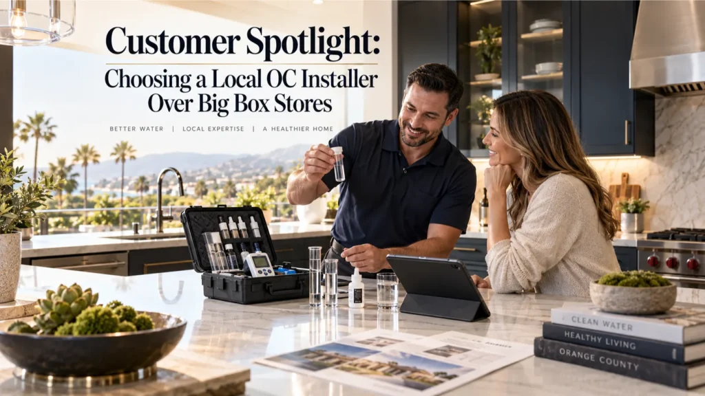 Customer spotlight on choosing a trusted local filtration installer in Orange County over big box stores.