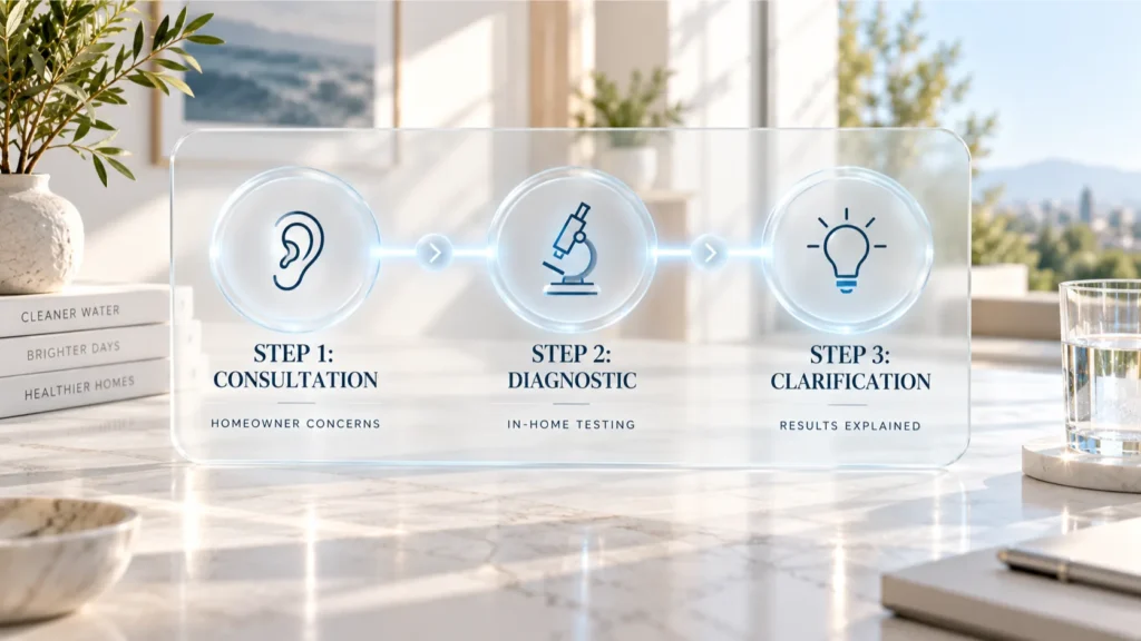 In-home water test process flow for Irvine homes by McCowin Water