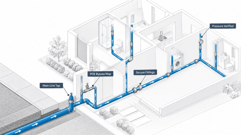 Residential water treatment installation process flow by McCowin Water in Orange County