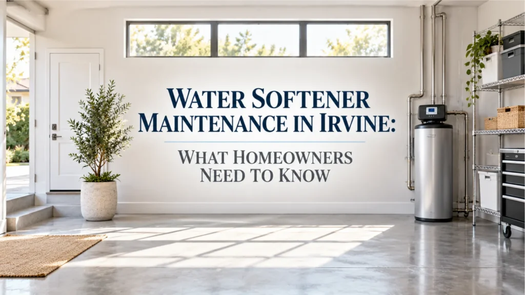 Editorial hero banner representing professional water softener maintenance in Irvine homes.