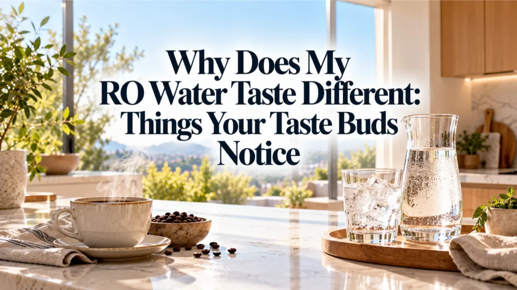 A sunlit modern Irvine kitchen counter setting the context for evaluating Reverse Osmosis Water Taste.