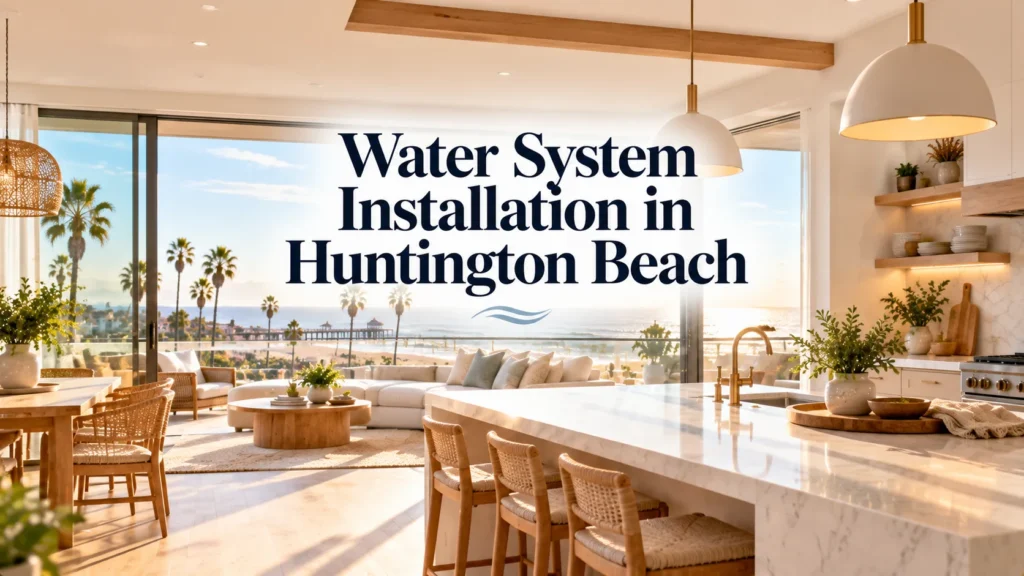 A bright sunlit Huntington Beach home interior establishing context for a professional Water System Installation in Huntington Beach.