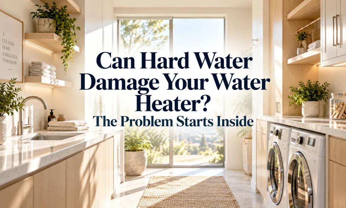 A sun-drenched Irvine home interior setting the context for homeowners learning whether can hard water damage your water heater.
