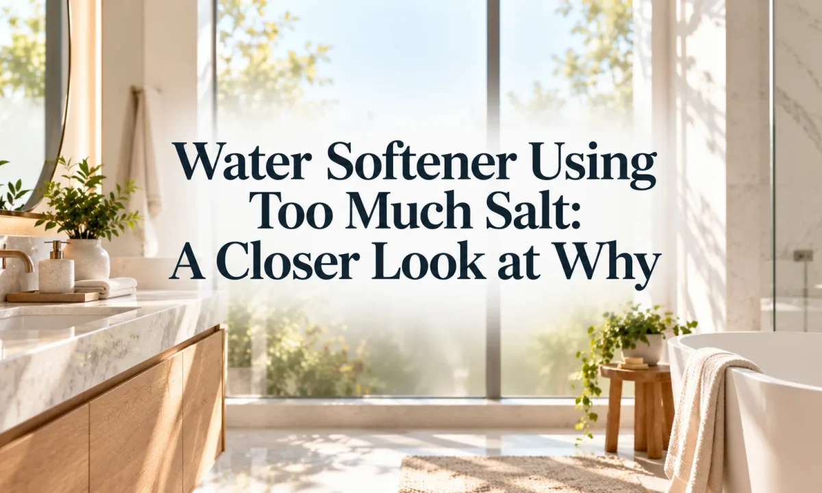 A sunlit Irvine bathroom vanity setting the context for homeowners evaluating why they have a water softener using too much salt.
