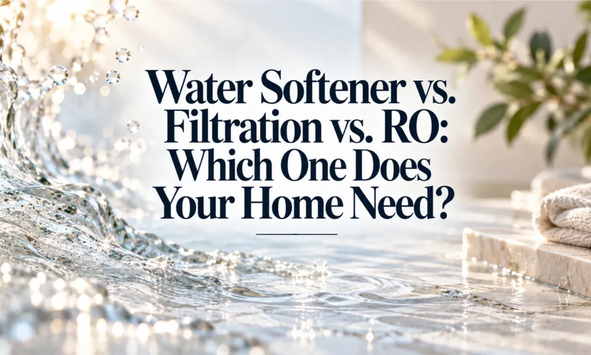A bright, sunlit Irvine kitchen island setting the stage for evaluating water softener vs filtration vs RO systems for the home.