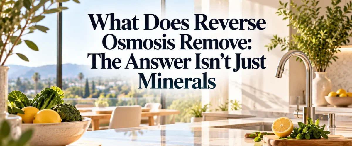A sunlit modern Irvine kitchen counter providing context for homeowners exploring what does reverse osmosis remove.