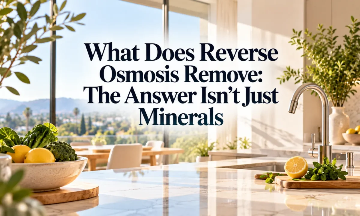 A sunlit modern Irvine kitchen counter providing context for homeowners exploring what does reverse osmosis remove.