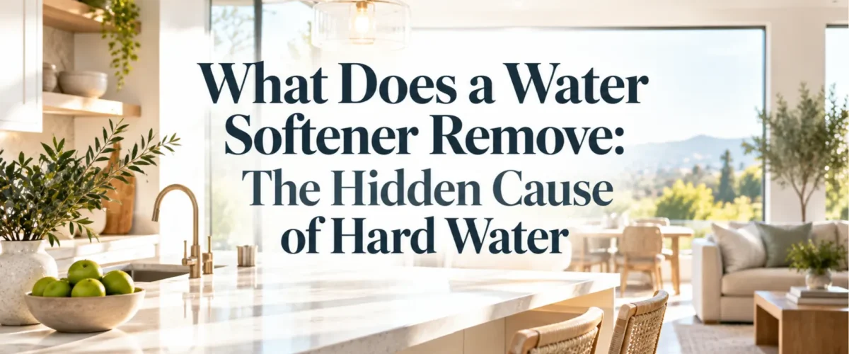 A sun-drenched Irvine kitchen setting the context for homeowners learning what does a water softener remove.