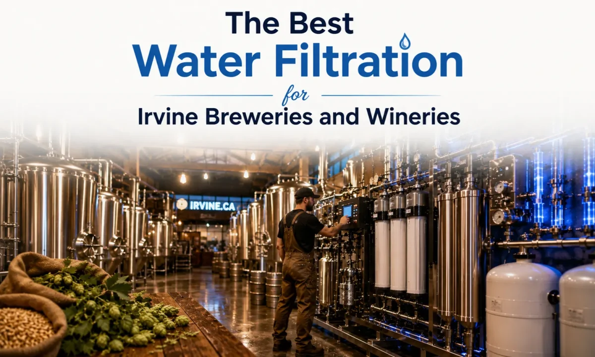 Best Water Filtration system supplying crystal-clear water to brewery tanks in an Irvine commercial brewery