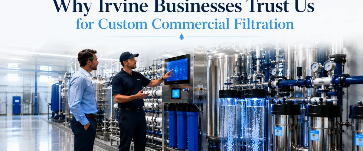 Commercial filtration system professionally installed for an Irvine business to improve water quality and protect equipment