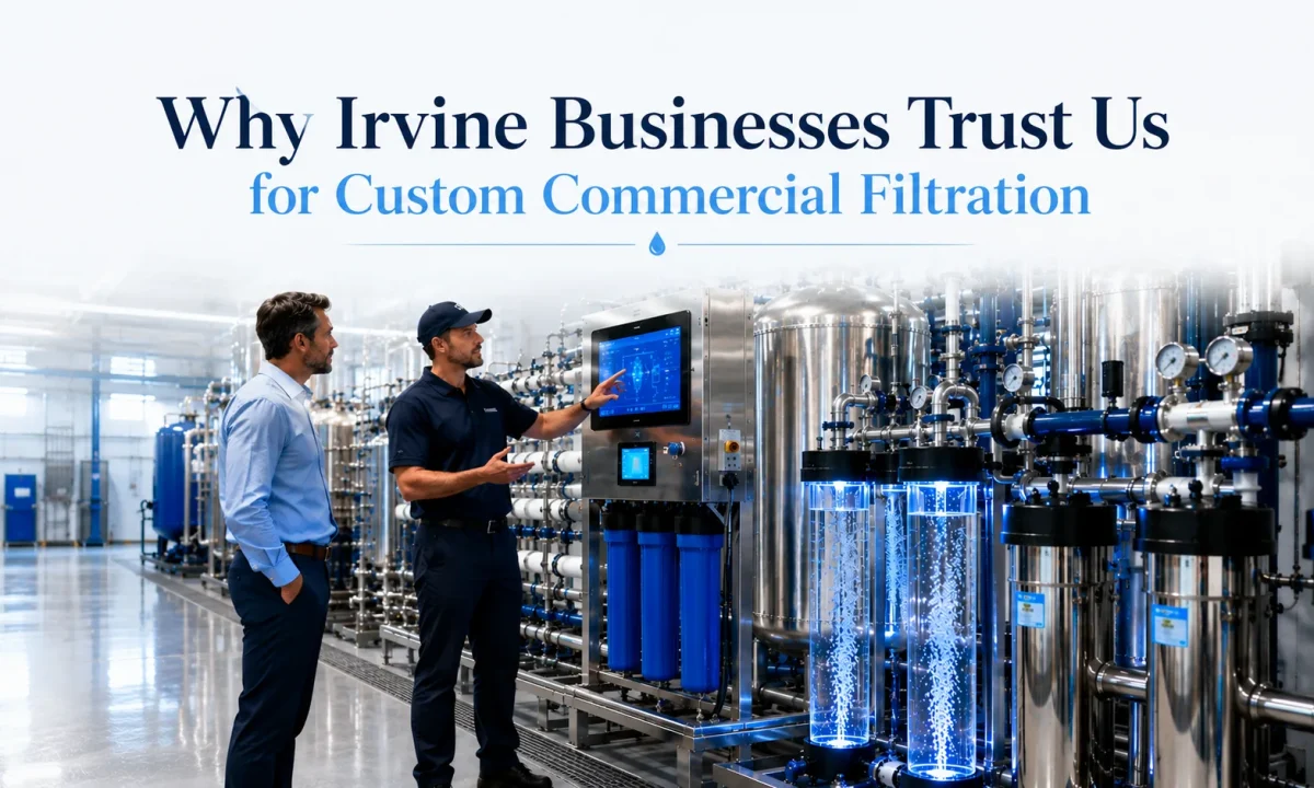 Commercial filtration system professionally installed for an Irvine business to improve water quality and protect equipment