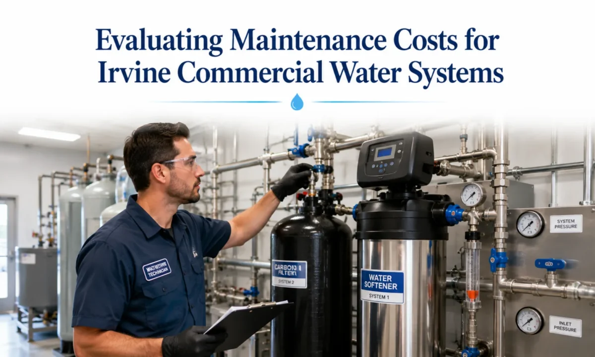 Commercial water systems being professionally maintained to improve performance and protect business equipment in Irvine