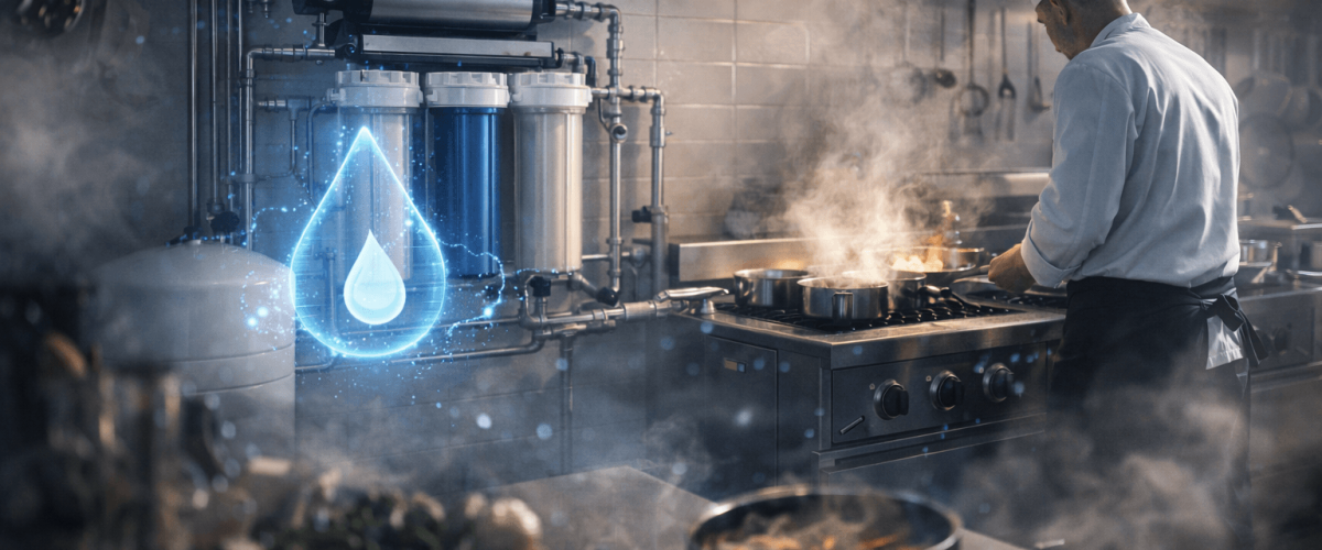 chef working in a kcommercial kitchen with Commercial Water Treatment Systems in Irvine