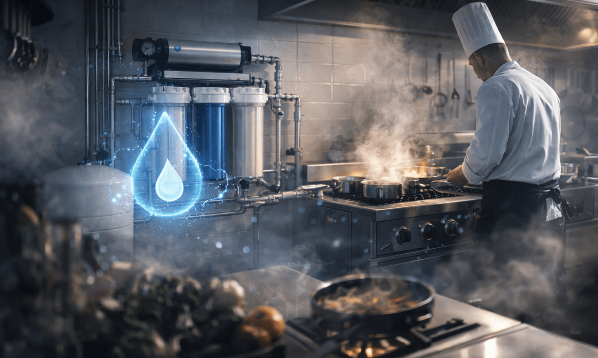 chef working in a kcommercial kitchen with Commercial Water Treatment Systems in Irvine