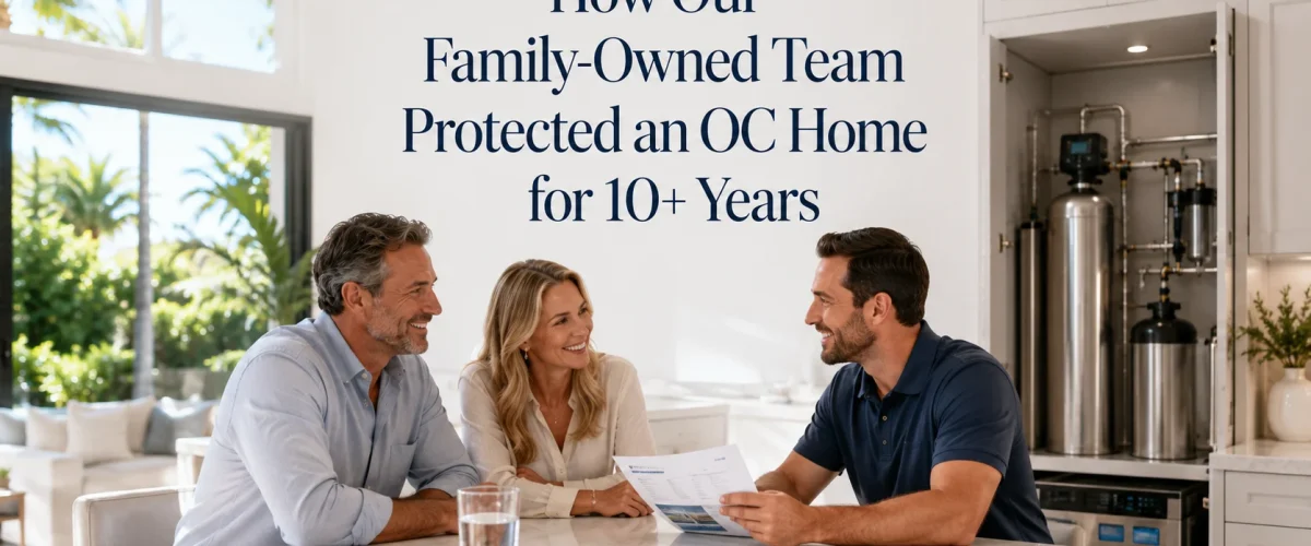 Commercial water treatment systems supported by a family-owned filtration installer team protecting an Orange County home for over 10 years