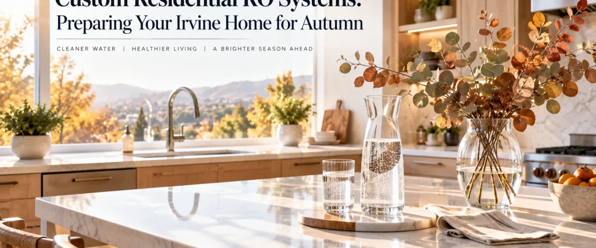 Custom-installed residential RO system banner showcasing preparation for autumn in an Irvine home.