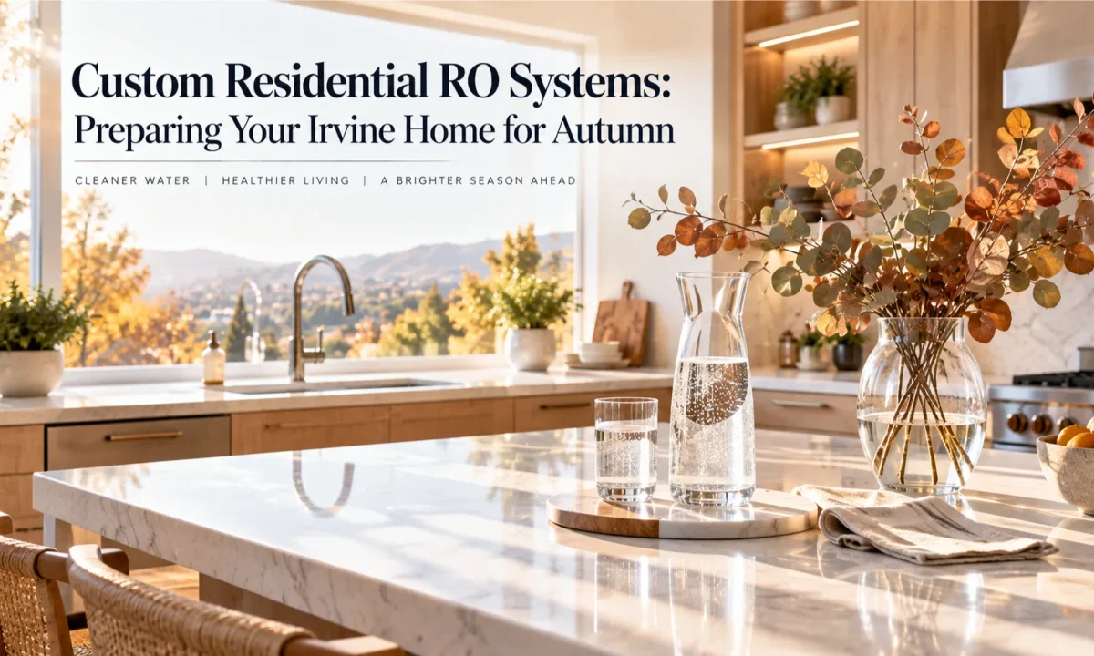 Custom-installed residential RO system banner showcasing preparation for autumn in an Irvine home.