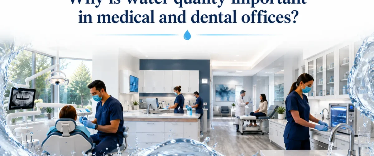 Custom water treatment system installed in an Irvine medical and dental office to improve water quality and protect commercial equipment