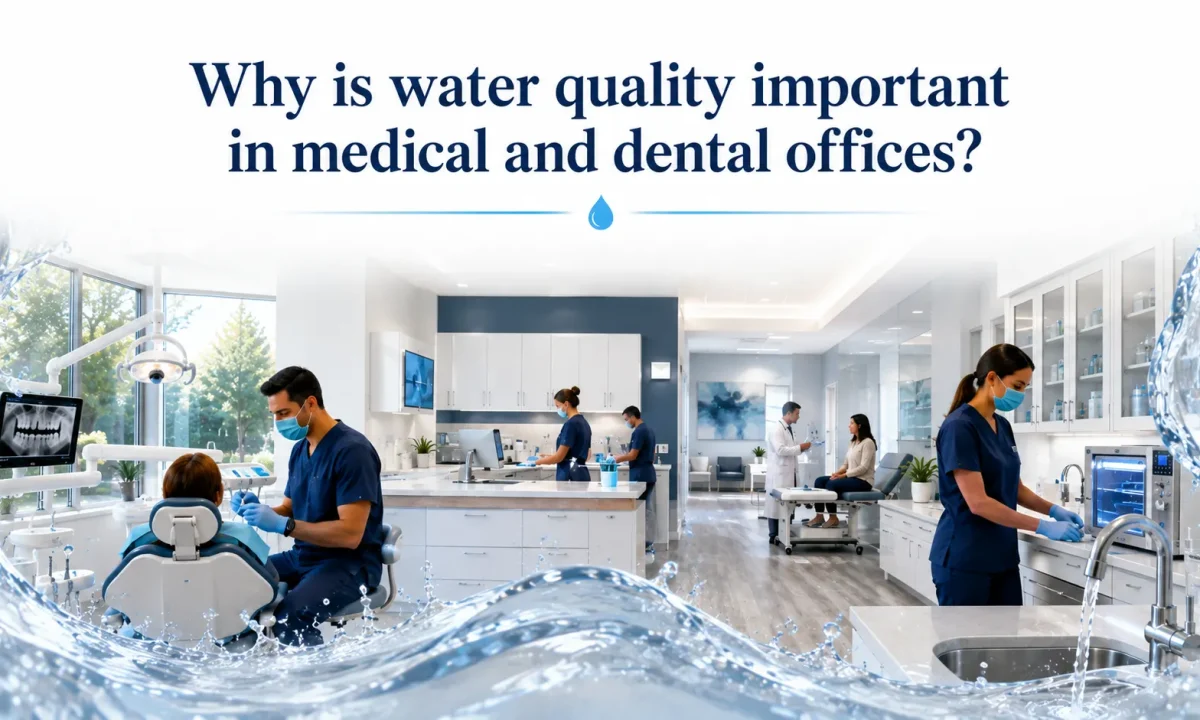 Custom water treatment system installed in an Irvine medical and dental office to improve water quality and protect commercial equipment