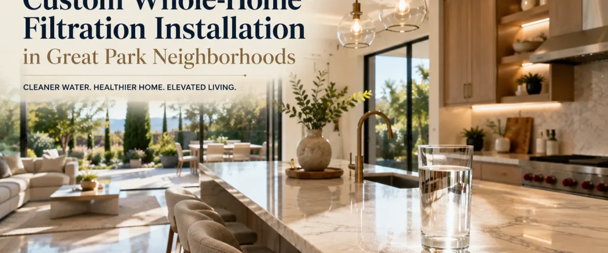 Custom Whole-Home Filtration Installation for a modern Great Park Irvine home featuring clean drinking water.