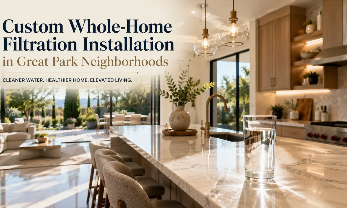 Custom Whole-Home Filtration Installation for a modern Great Park Irvine home featuring clean drinking water.