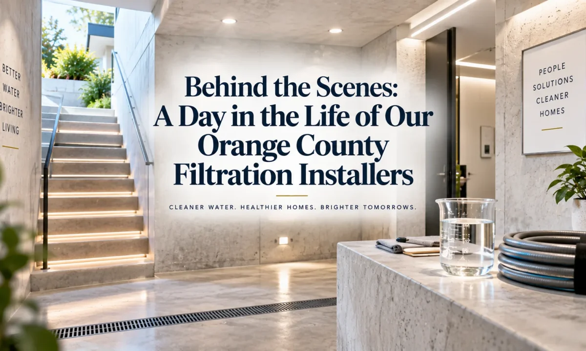 Editorial photograph of a local water filtration installer preparing for the day in Orange County.