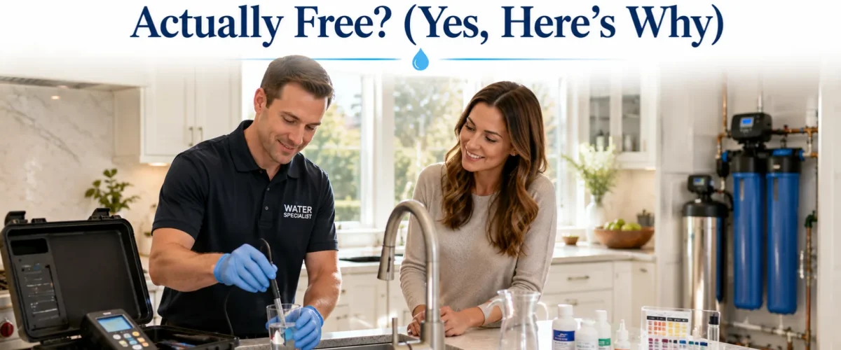 Free water tests performed by a McCowin Water technician during a professional in-home water quality evaluation in Irvine