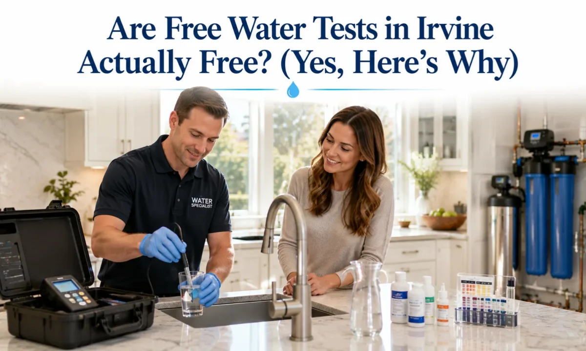 Free water tests performed by a McCowin Water technician during a professional in-home water quality evaluation in Irvine