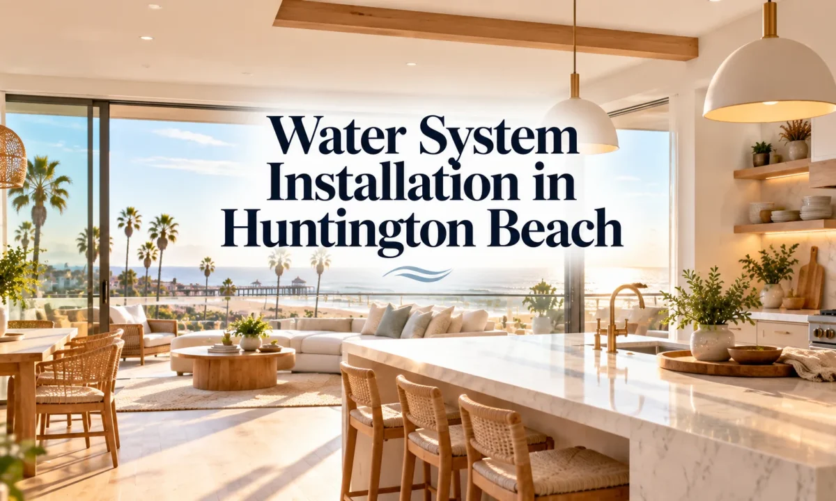 A bright sunlit Huntington Beach home interior establishing context for a professional Water System Installation in Huntington Beach.