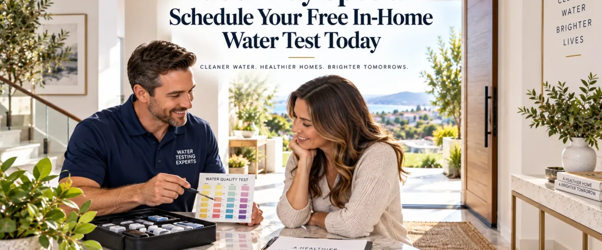 Free in-home water quality test in Irvine Labor Day special hero banner.