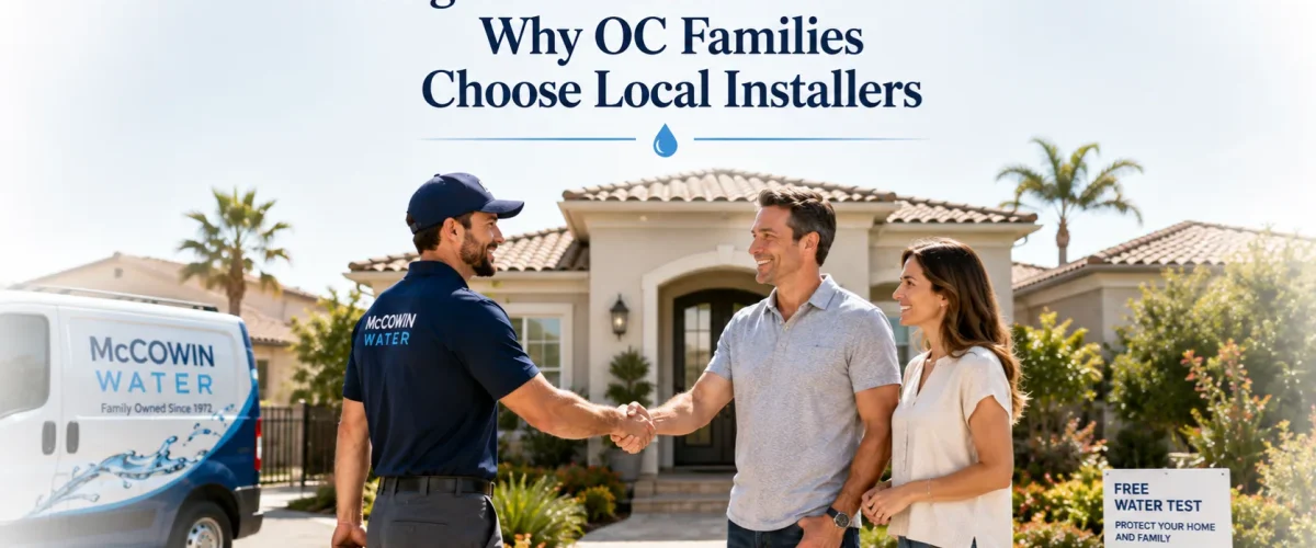 Local installers arriving at an Orange County home to perform a professional in-home water evaluation.