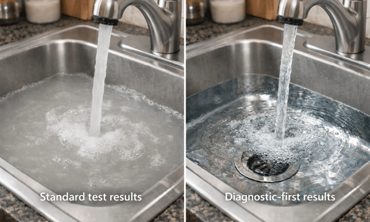 diagnostic-first free in-home water test Vs Standard test result