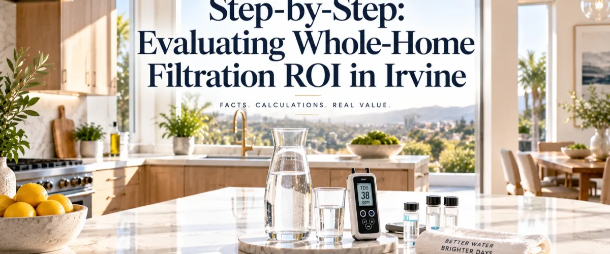 Evaluating ROI and value for whole-house water filtration systems in an Irvine home hero banner.