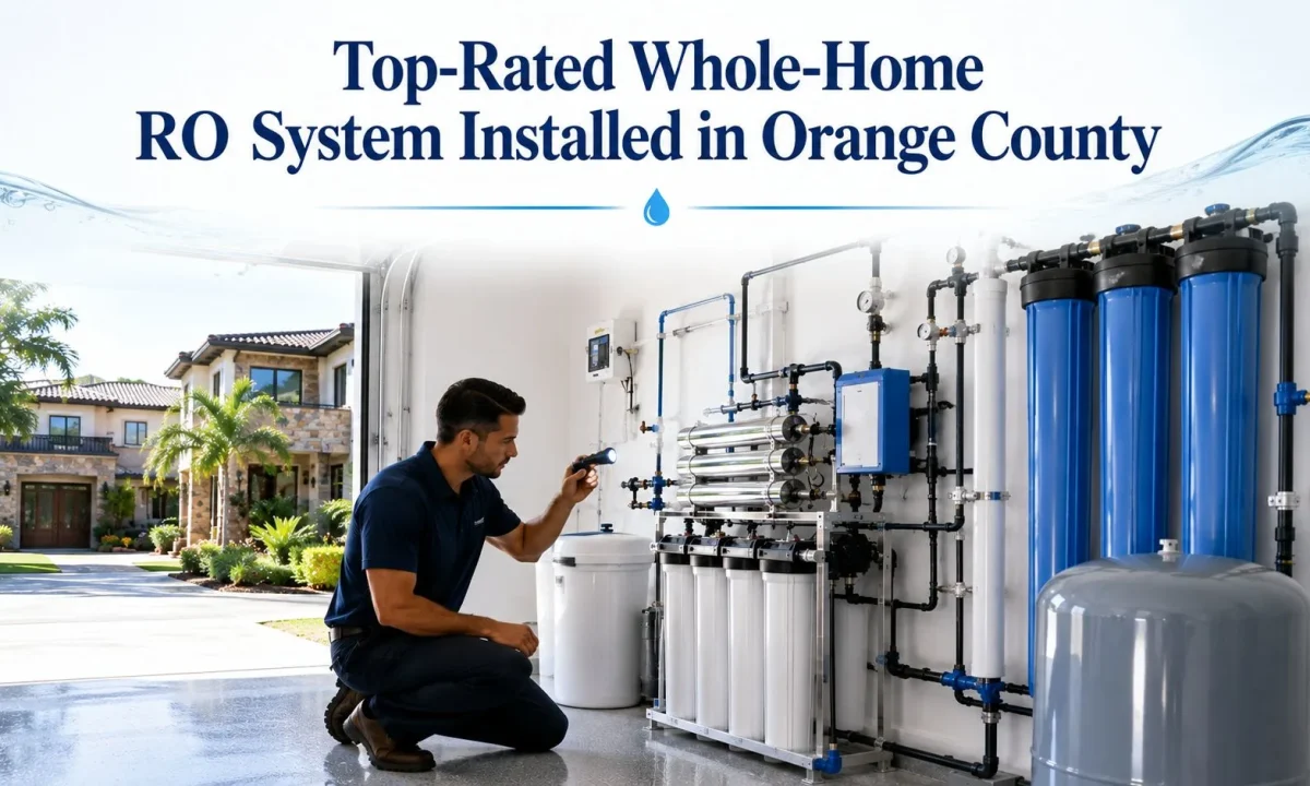 Whole-Home RO System professionally installed in a modern Orange County home with advanced reverse osmosis water filtration